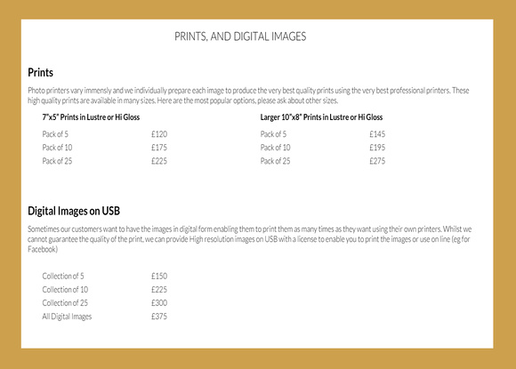 5- Prints and Digital Portait Brochure A5